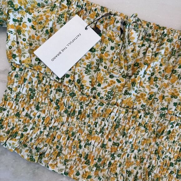 Faithful The Brand Yellow and Green Womens Crop Top in Size 4 NWT MSRP $140 - Picture 4 of 6